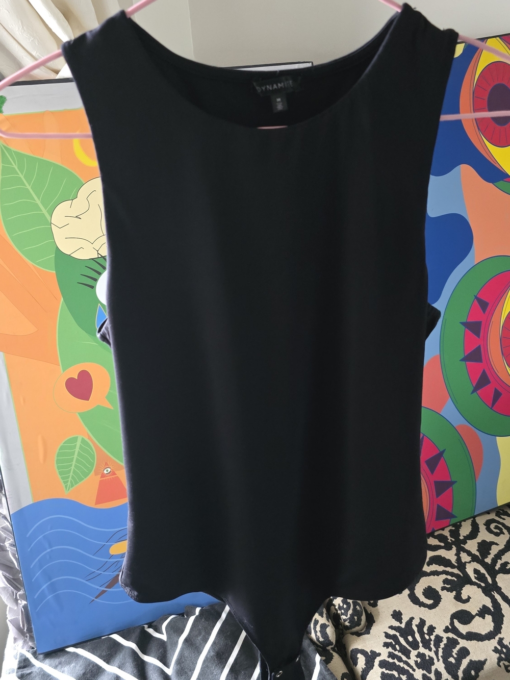 Dynamite Sleek Black High-Neck Sleeveless Bodysuit M - Dark Academia Grunge